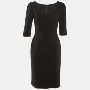 Dolce & Gabbana Black Wool Crepe Paneled Midi Dress M
