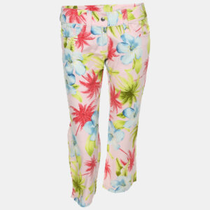 Dolce & Gabbana Multicolor Floral Print Cotton Cropped Pants S