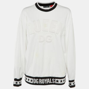 Dolce & Gabbana White DG Queen Embossed Cotton Sweatshirt M