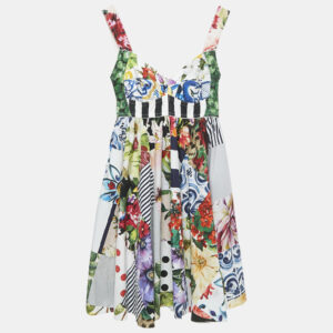 Dolce & Gabbana Multicolor Cotton Patchwork Short Dress S
