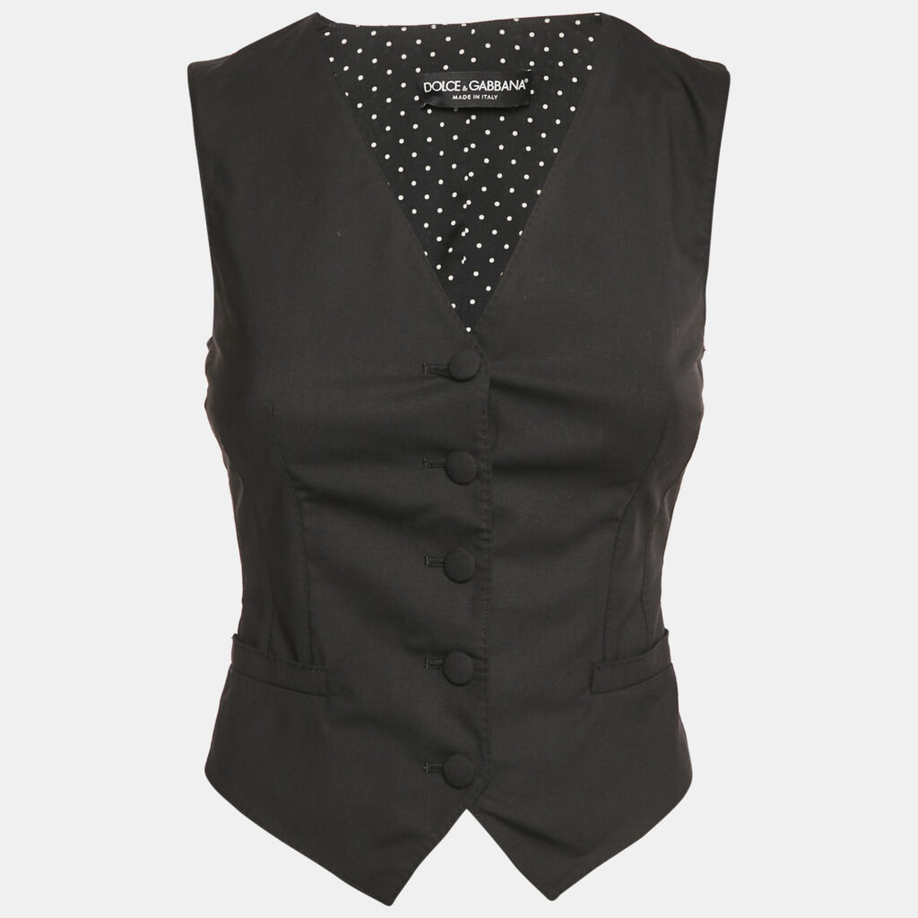 luxury-women-dolcegabbana-used-clothes-p1144471-001 Dolce & Gabbana Black Wool Waist Coat XS