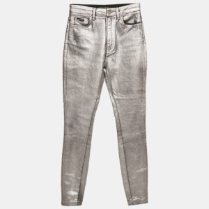 Dolce & Gabbana Silver Coated Skinny Jeans S Waist 26"