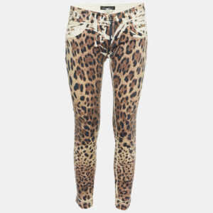 Dolce & Gabbana Brown Animal Print Denim Pop Fit Jeans M/Waist 32"