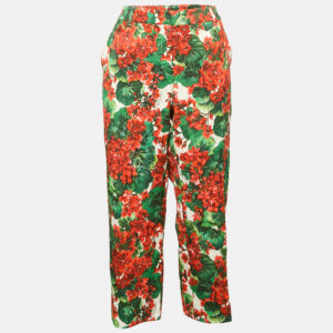 Dolce & Gabbana Cotton Blend Multicolor Floral Print Capri Pants XL