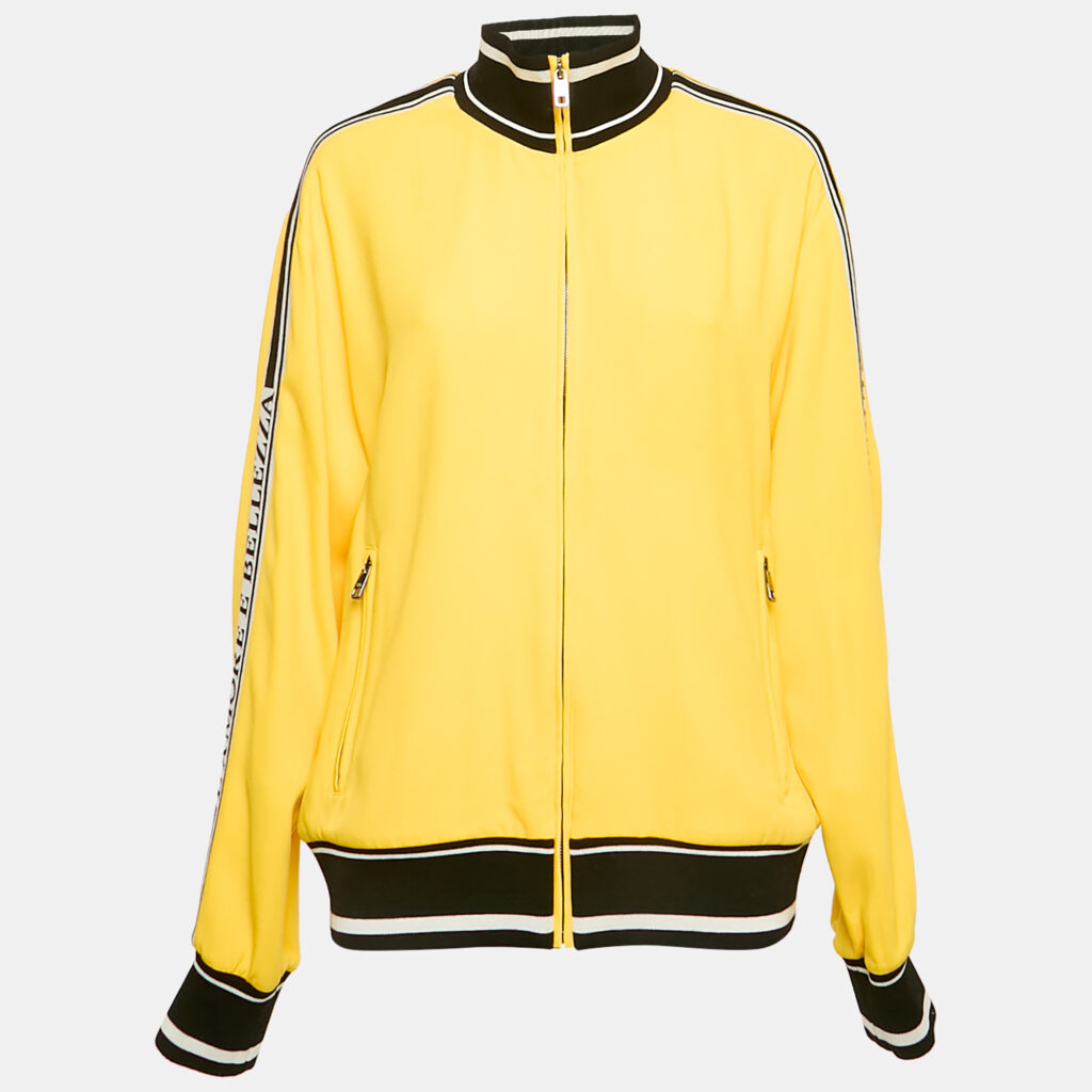 luxury-women-dolcegabbana-used-clothes-p1154446-005 Dolce & Gabbana Yellow Jersey L'Amore E Bellezza Bomber Jacket L
