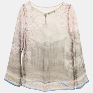 Dolce & Gabbana Purple Ancient Rome Print Silk Long Sleeve Top M
