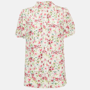 Dolce & Gabbana Pink Floral Print Silk Short Sleeve Shirt M
