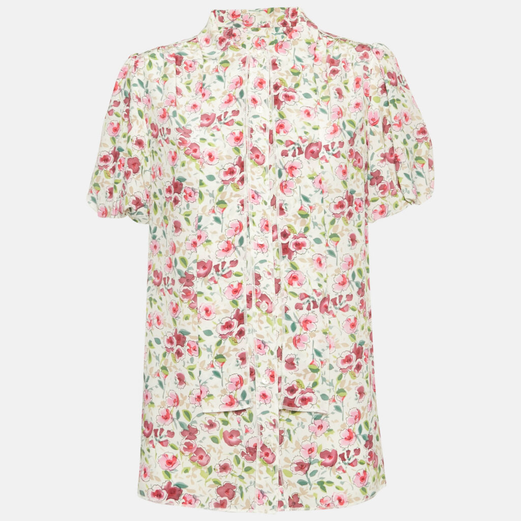 Dolce & Gabbana Pink Floral Print Silk Short Sleeve Shirt M