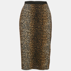 Dolce & Gabbana Brown Animal Print Crepe Midi Skirt L