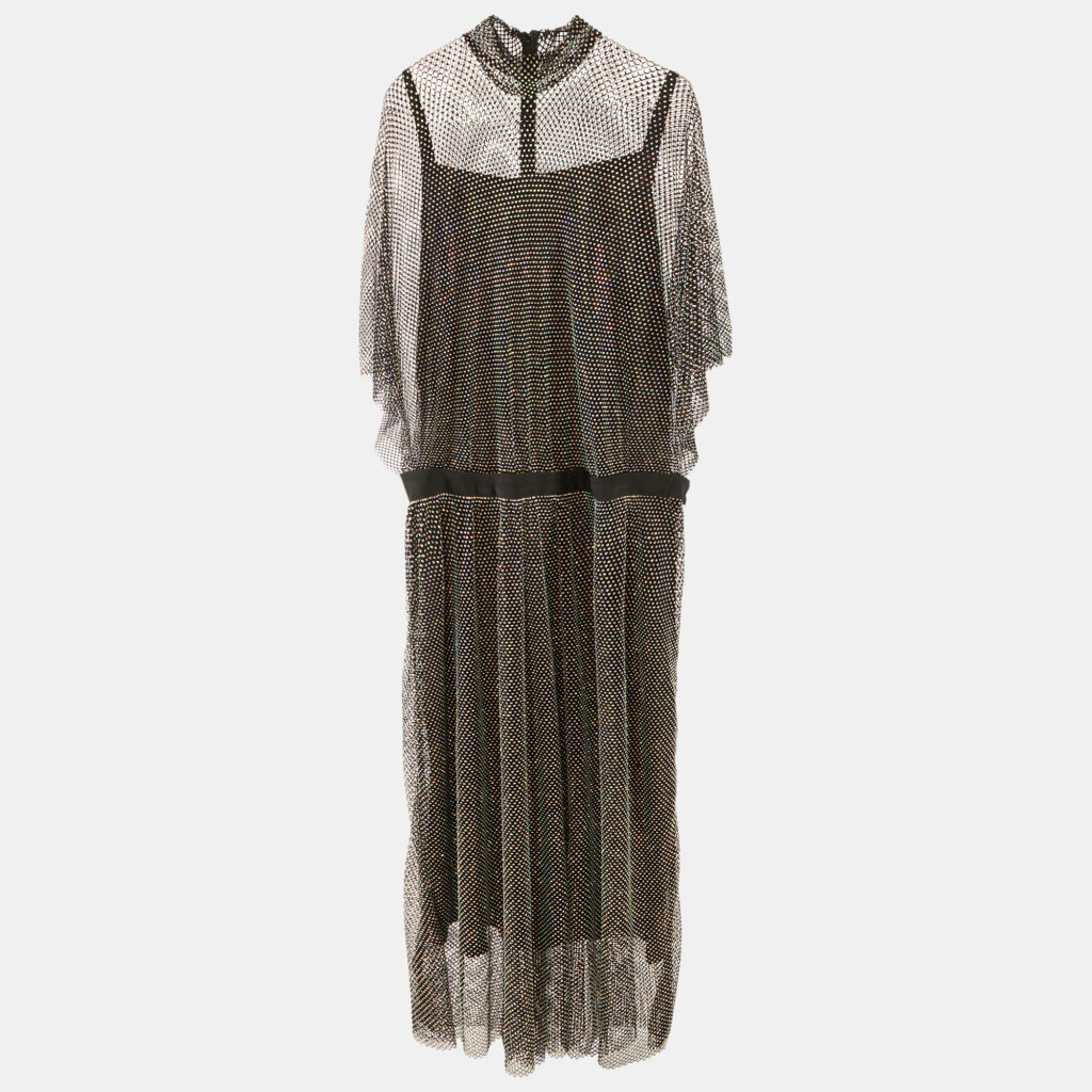 luxury-women-dolcegabbana-used-clothes-p1166779-002 Dolce & Gabbana Black Rhinestone Embellished Oversized Maxi Dress XL