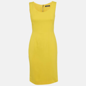 Dolce & Gabbana Yellow Crepe Sleeveless Short Dress S