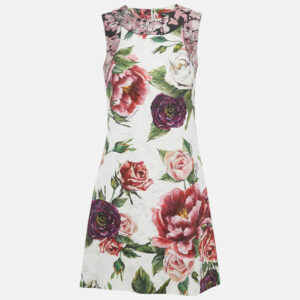 dolce & gabbana multicolor rose jacquard sleeveless mini dress s