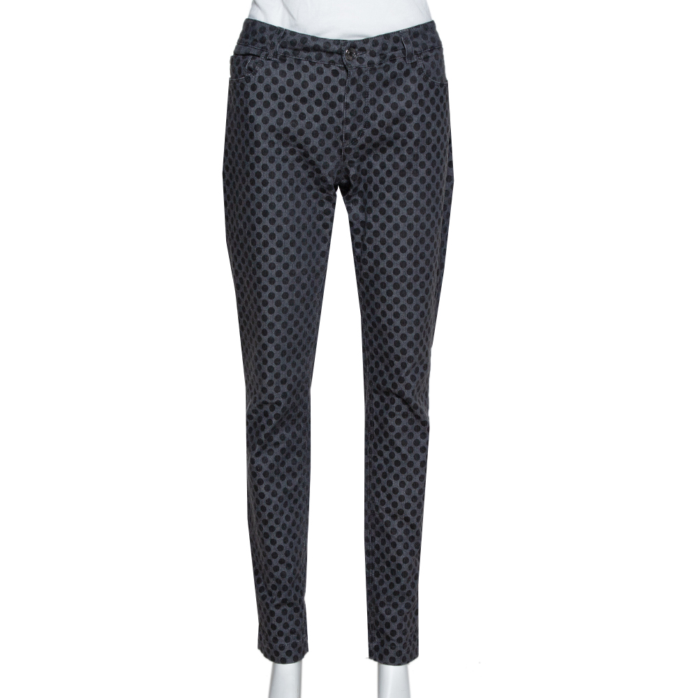 luxury-women-dolcegabbana-used-clothes-p417343-001 Dolce & Gabbana Grey Polka Dot Denim Skinny Jeans XS