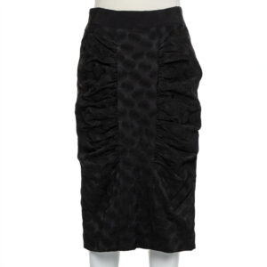 Dolce & Gabbana Black Jacquard Draped Detail Pencil Skirt L