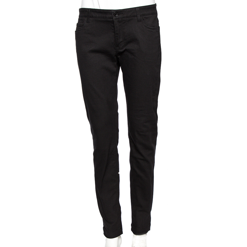 Dolce & Gabbana Black Stretch Cotton Slim Fit Pants L