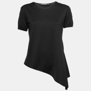 Dolce & Gabbana Black Cotton Asymmetrical Slit Top S