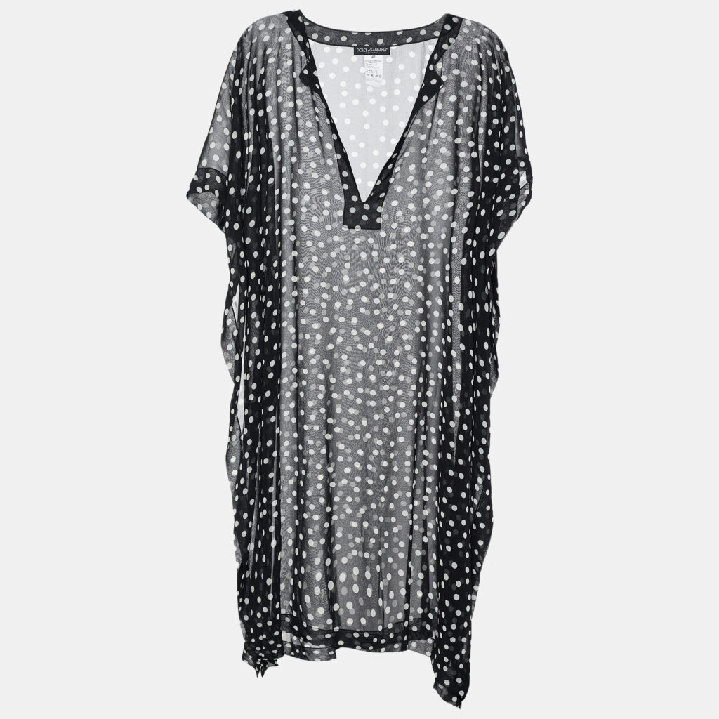 luxury-women-dolcegabbana-used-clothes-p659245-005-1 Dolce & Gabbana Black/White Polka Dot Print Georgette Oversized Top M