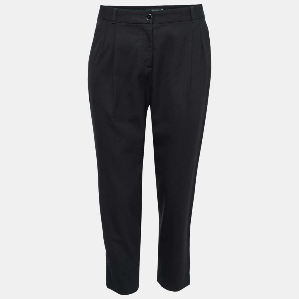 luxury-women-dolcegabbana-used-clothes-p693039-001-1 Dolce & Gabbana Black Wool Slim Fit Trousers S Waist 28"