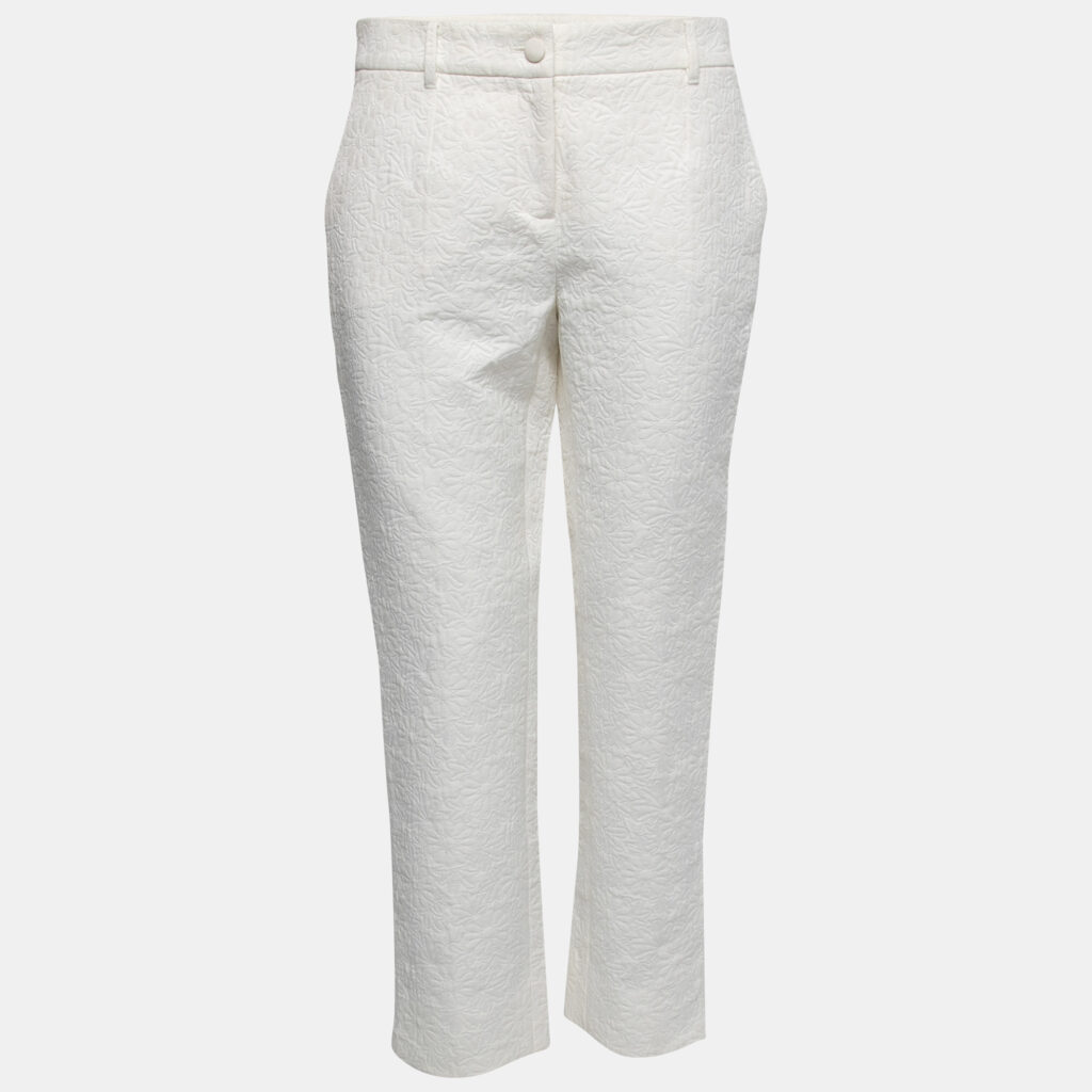 luxury-women-dolcegabbana-used-clothes-p763766-004 Dolce & Gabbana White Floral Jacquard Tapered Trousers M
