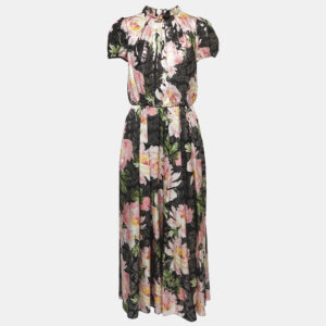 Dolce & Gabbana Black Floral Jacquard Silk Maxi Dress M