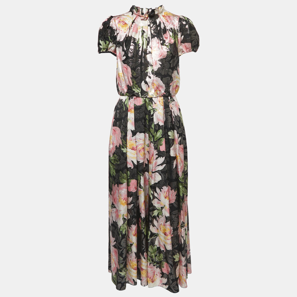 luxury-women-dolcegabbana-used-clothes-p858296-001 Dolce & Gabbana Black Floral Jacquard Silk Maxi Dress M