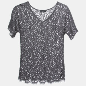 Dolce & Gabbana Grey Lace V-Neck Top S