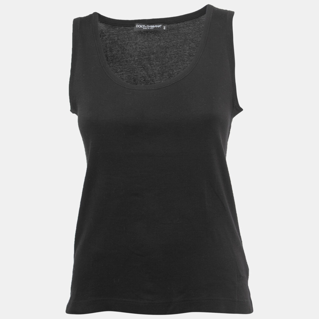 luxury-women-dolcegabbana-used-clothes-p861491-003 Dolce & Gabbana Black Cotton Knit Tank Top M