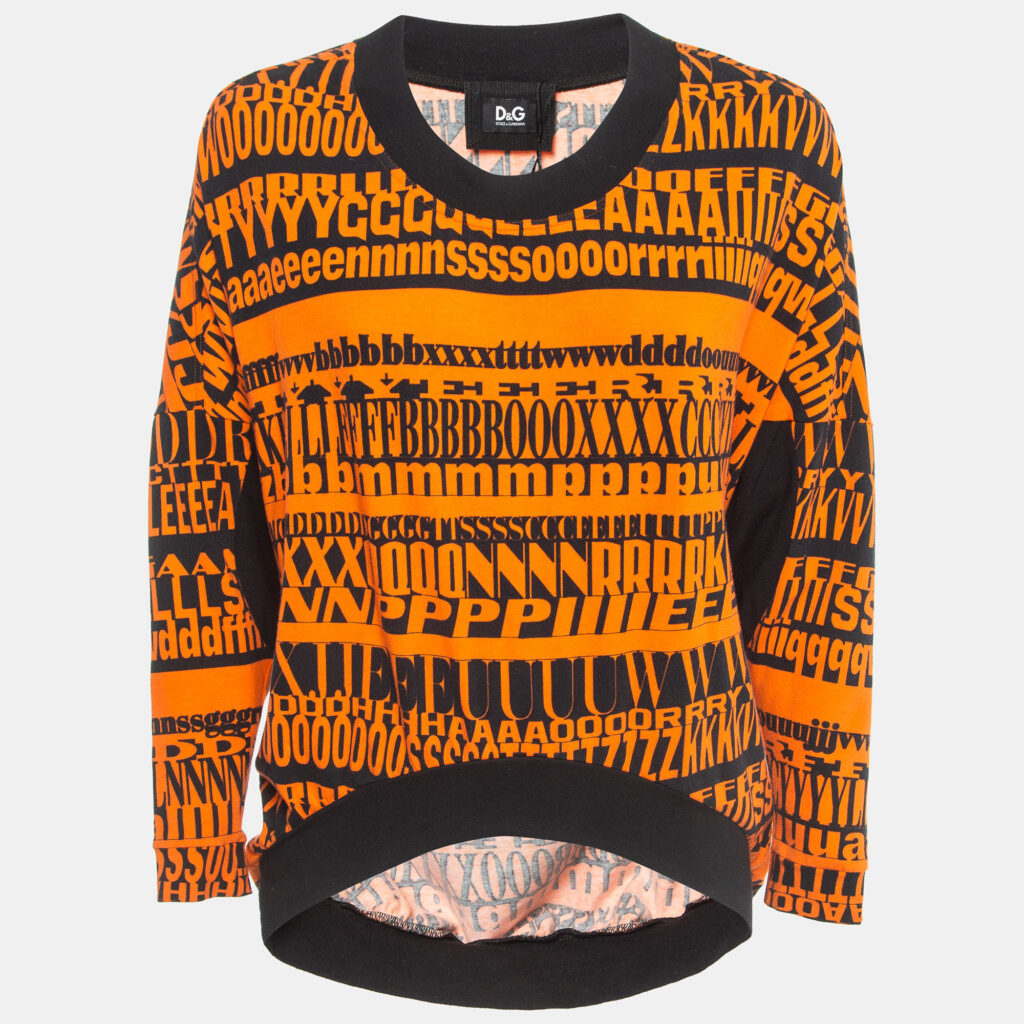 luxury-women-dolcegabbana-used-clothes-p911884-001 Dolce & Gabbana Black/Orange Printed Knit Top S