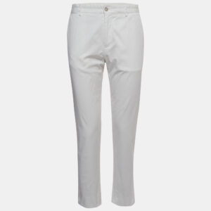 Dolce & Gabbana White Cotton Straight Fit Trousers L
