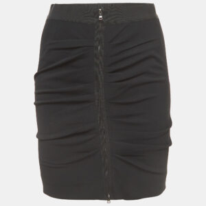 Dolce & Gabbana Black Ruched Crepe Double Zip Mini Skirt S