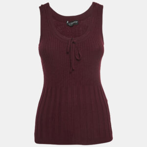 Dolce & Gabbana Burgundy Wool Blend Knit Sleeveless Top M