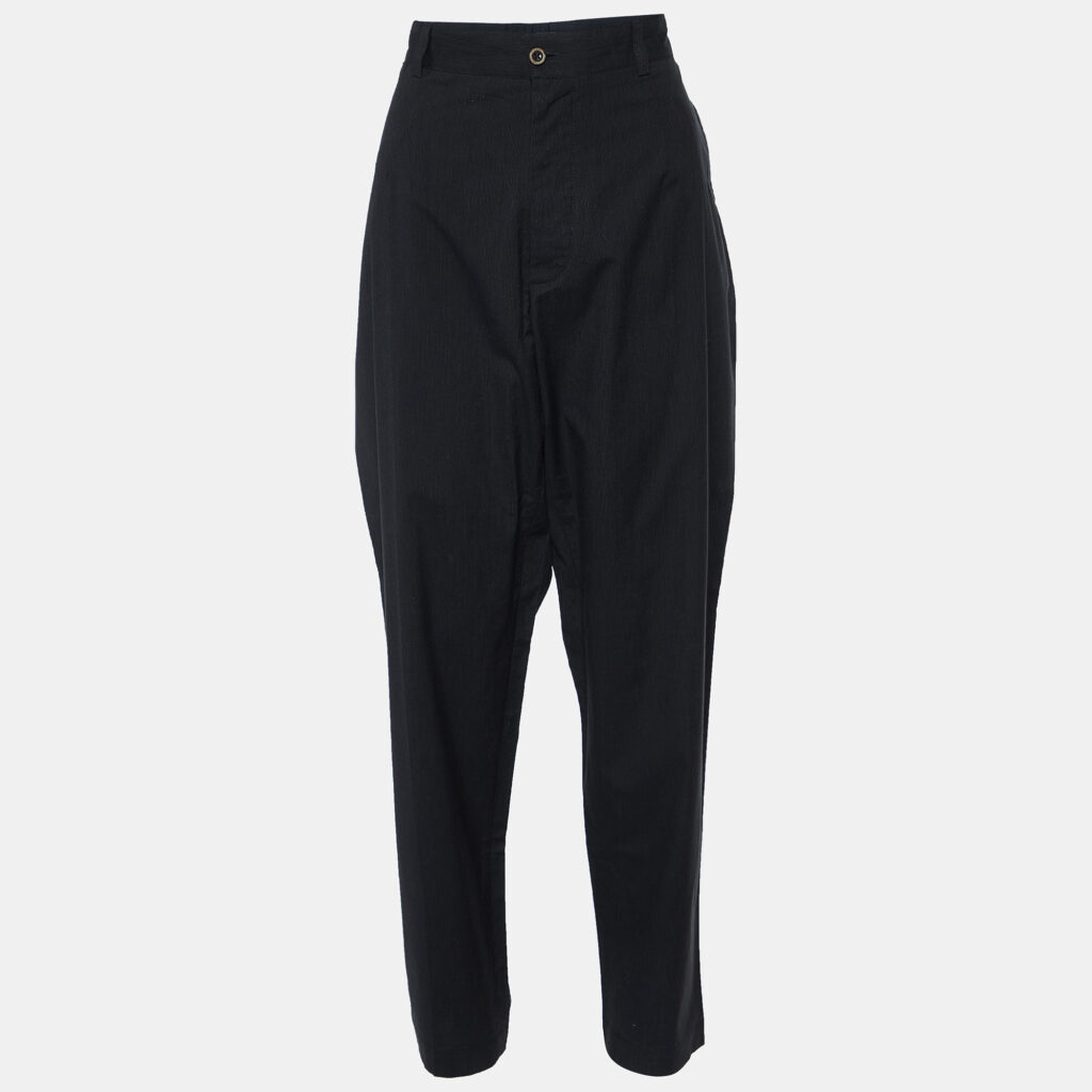 luxury-women-dolcegabbana-used-clothes-p933143-001 Dolce & Gabbana Black Pinstriped Cotton Tapered Trousers XXL