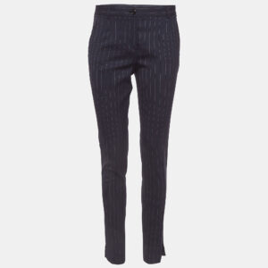 Dolce & Gabbana Navy Blue Pinstripe Wool Formal Trousers M
