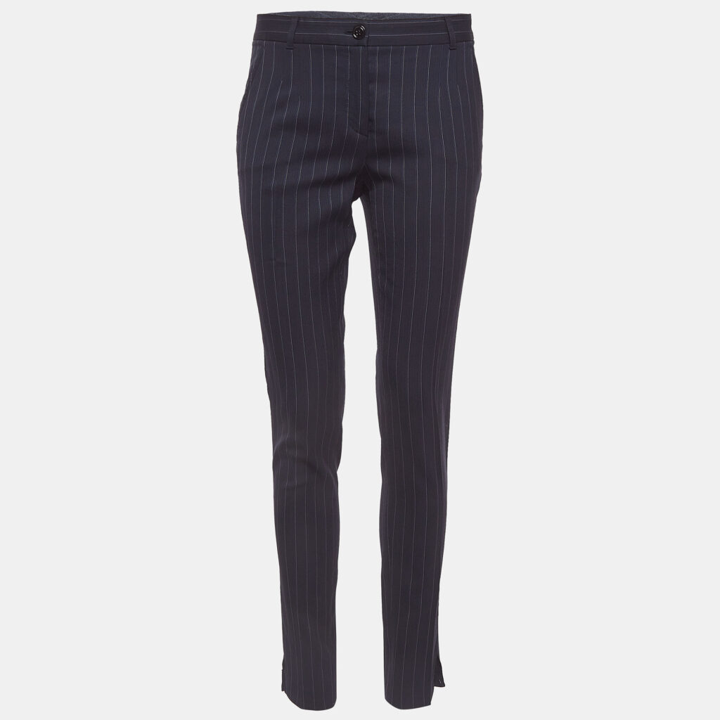 luxury-women-dolcegabbana-used-clothes-p937154-001 Dolce & Gabbana Navy Blue Pinstripe Wool Formal Trousers M