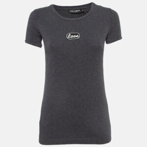 Dolce & Gabbana Grey Applique Cotton T-Shirt XS