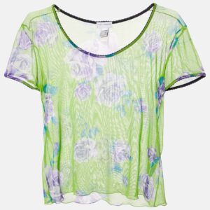 Dolce & Gabbana Intimo Green Floral Print Sheer Top S