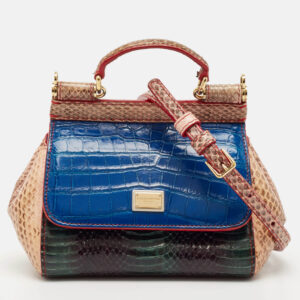 Dolce & Gabbana Multicolor Python and Croc Micro Miss Sicily Top Handle Bag