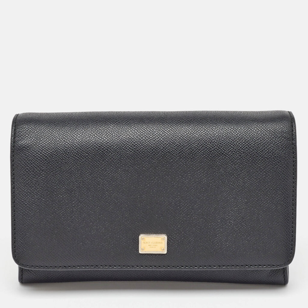 luxury-women-dolcegabbana-used-handbags-p1133993-013 Dolce & Gabbana Black Leather Flap Continental Wallet