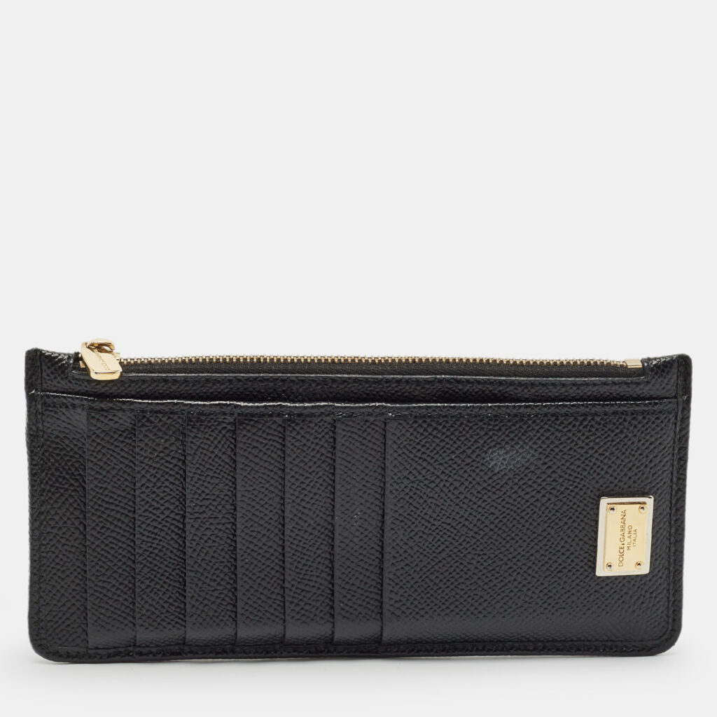 luxury-women-dolcegabbana-used-handbags-p1152548-001 Dolce & Gabbana Black Leather Zip Long Card Holder