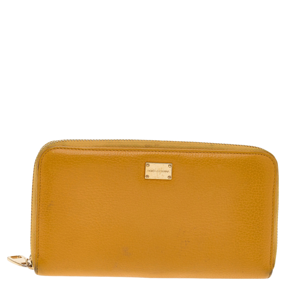 luxury-women-dolcegabbana-used-handbags-p570546-007-2 Dolce & Gabbana Yellow Leather Zip Around Wallet