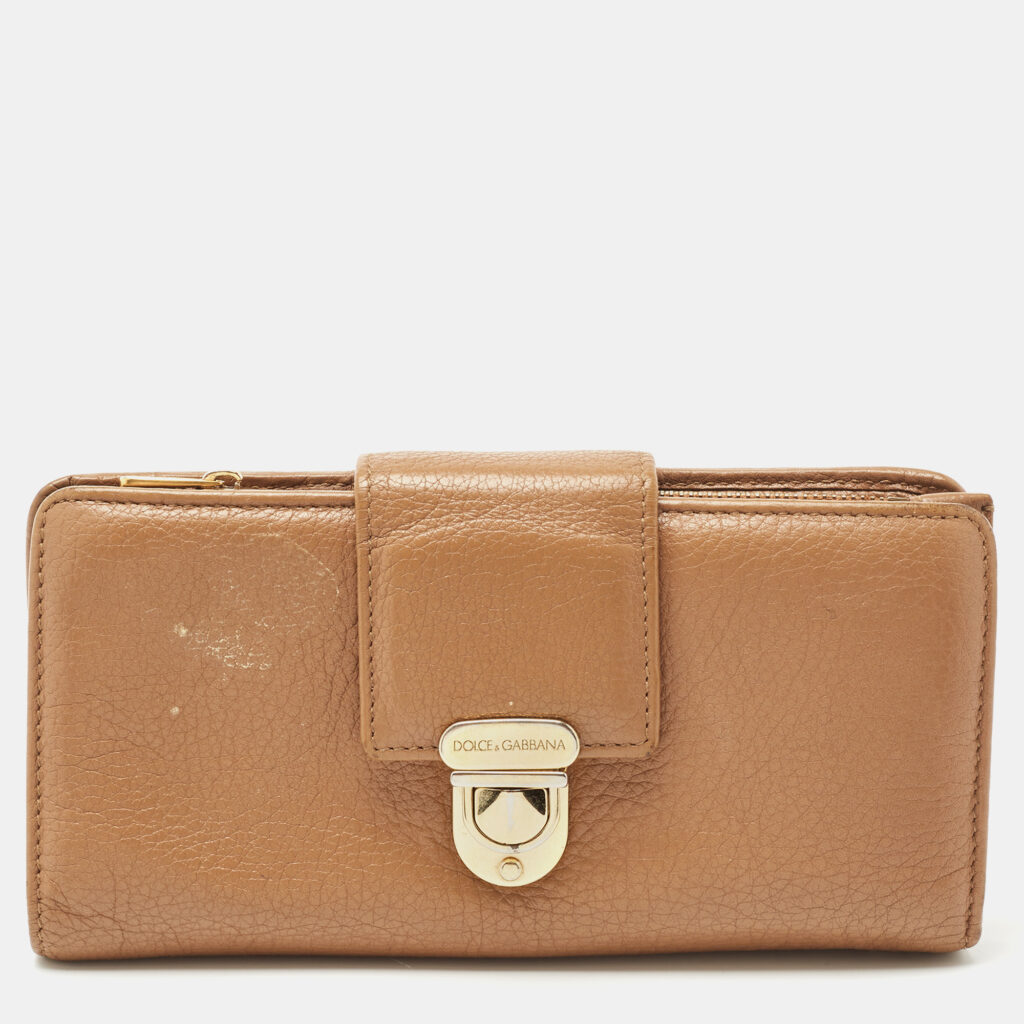 luxury-women-dolcegabbana-used-handbags-p793402-011 Dolce & Gabbana Beige Leather Padlock Wallet