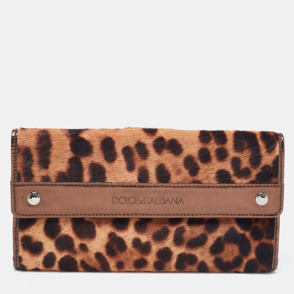 luxury-women-dolcegabbana-used-handbags-p838072-012 Dolce & Gabbana Brown Leopard Print Calfhair and Patent Leather Continental Wallet