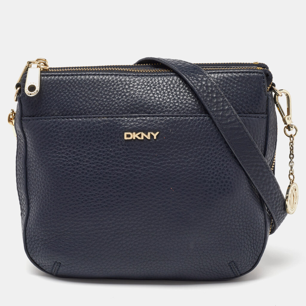 luxury-women-dolcegabbana-used-handbags-p971736-008 DKNY Navy Blue Leather Zip Crossbody Bag