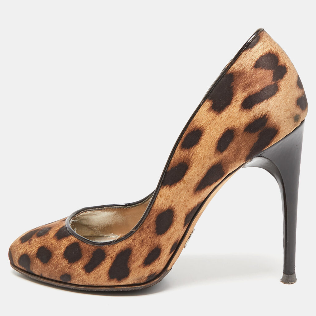 luxury-women-dolcegabbana-used-shoes-p1088305-001 Dolce & Gabbana Brown/Beige Leopard Print Round Toe Pumps Size 37