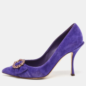 Dolce & Gabbana Purple Suede Buckle Pointed Toe  Pumps Size 38