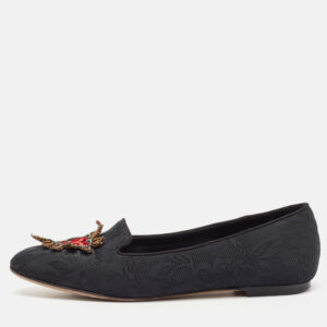 Dolce & Gabbana Black Jacquard Smoking Slippers Size 36.5