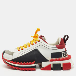 Dolce & Gabbana Multicolor Leather and Rubber Super King Lace Up Sneakers Size 39