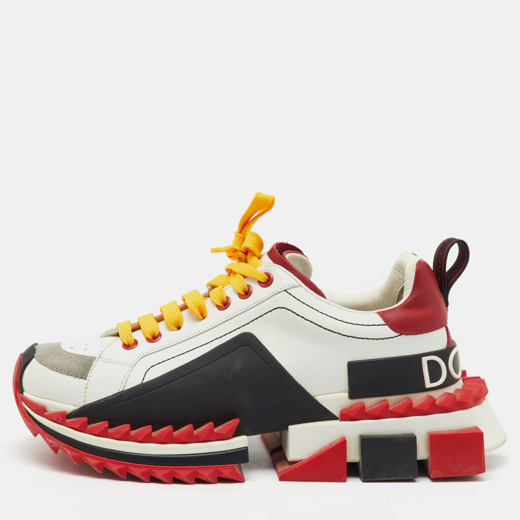 luxury-women-dolcegabbana-used-shoes-p1138557-003 Dolce & Gabbana Multicolor Leather and Rubber Super King Lace Up Sneakers Size 39