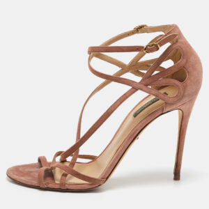 Dolce & Gabbana Pink Suede Ankle Strap Sandals Size 38