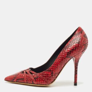 Dolce & Gabbana Red Python Pointed Toe Pumps Size 38